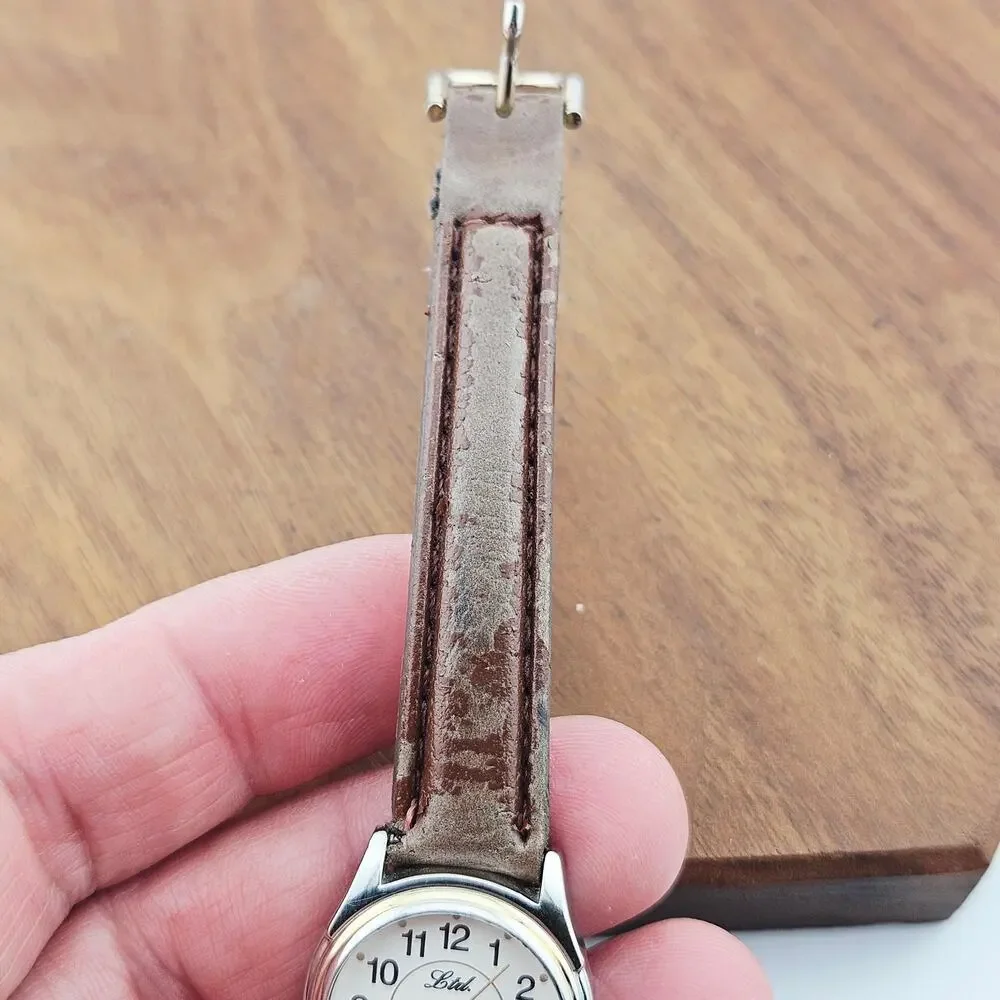 LTD Women's Two Tone Quartz Watch Brown Leather Band Simple Casual Everyday